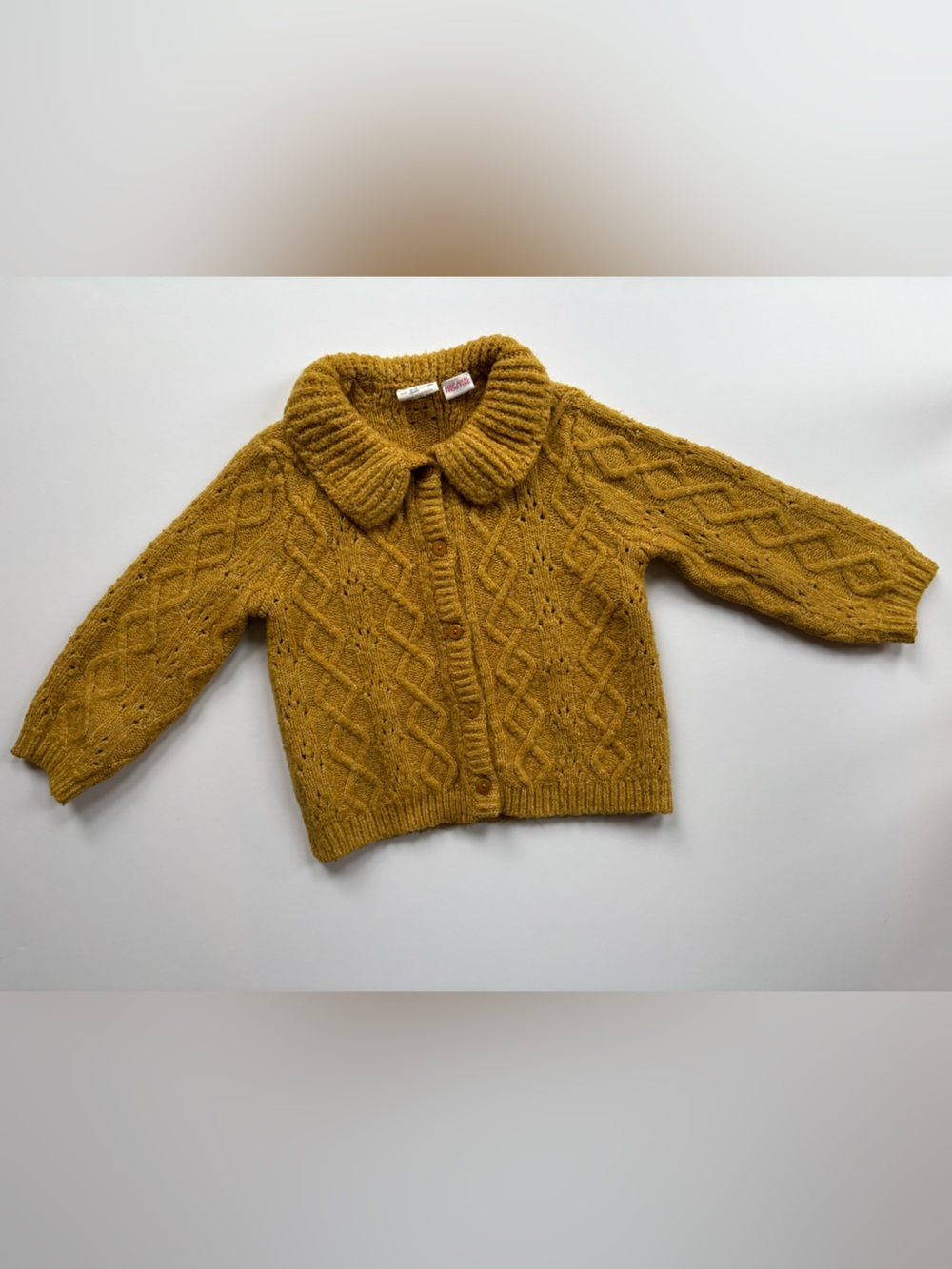Zara Mustard Cable-Knit Button Cardigan